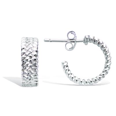 [Q4064] - Silver 'Tresses' Hoop Earrings Silver (rhodium-plated) - 14x5 Mm