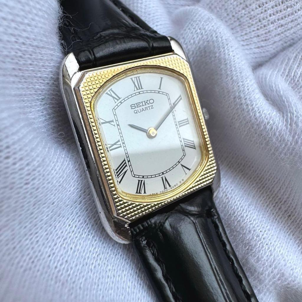 Used [New Battery] SEIKO Tank Combi 7320-5060 Ladies Watch