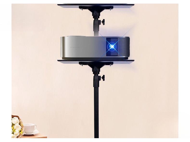 Portable Projector Tripod Stand with Pan-Tilt Tray for Home and Bedside Use