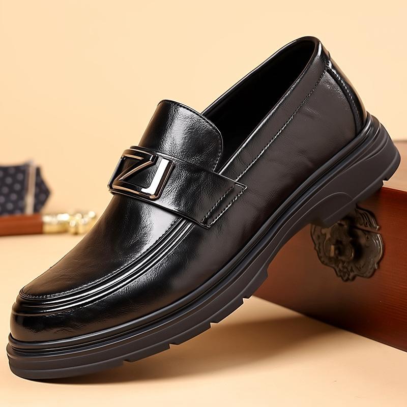 Men's shoes 2025 summer new high-end heightened British style business leather shoes men's simple one-pedal work shoes