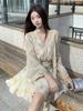 2026 Plus Size French Long Sleeve A-Line Dress: Gentle, Tummy-Concealing, Hip-Hugging Autumn Style for Women