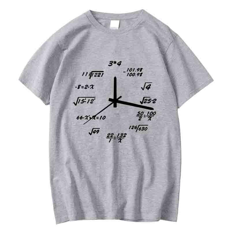 Mens Tshirt 100Cotton Casual Funny Math Clock Print Summer Loose Oneck T Shirt for Men Short Sleeve Cool Tshirt Male Tshirt