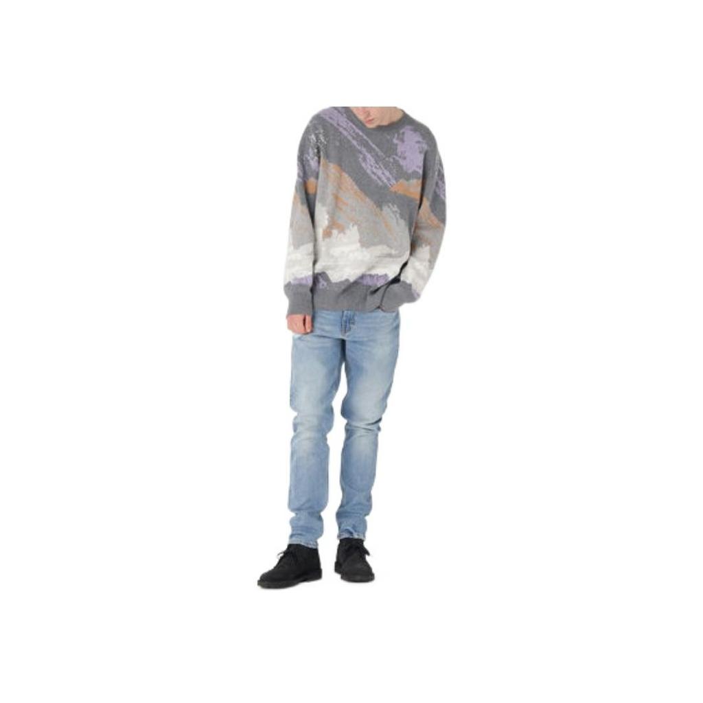 Sweter męski Levis FW22 z okrągłym dekoltem, wzorzysty, luźny, kaszmirowy, szary A0731-0004