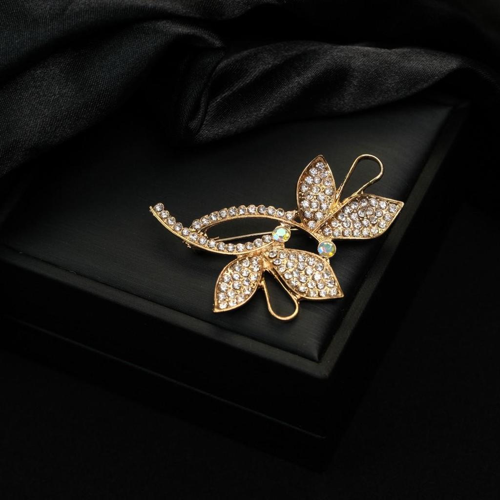 Gold & Diamond Vintage Butterfly Brooch - Versatile Women's Pin Jewelry
