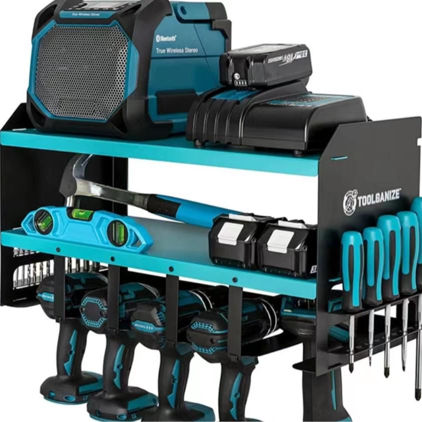 Wytrzymały, ścienny stojak do przechowywania narzędzi na wiertarki