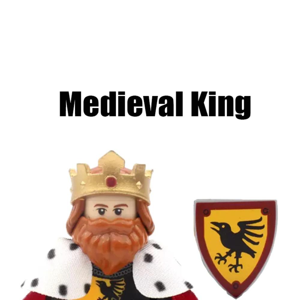 MOC Re Medievale Blocchi da Costruzione Esercito Castello Corvo Leone Rosso Aquila Nera Cavaliere Soldato Figure Spade Scudo Armi Mattoncini Giocattoli