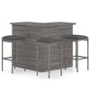 Garden Bar Furniture - vidaXL - 4 Pcs - Woven Resin - Grey - Anthracite Cushions