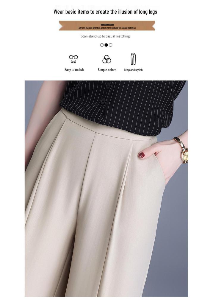 High-Waisted Wide-Leg Pants for Middle-Aged & Elderly Women - Spring/Summer Thin Style & Autumn/Winter Long Straight-Leg Design