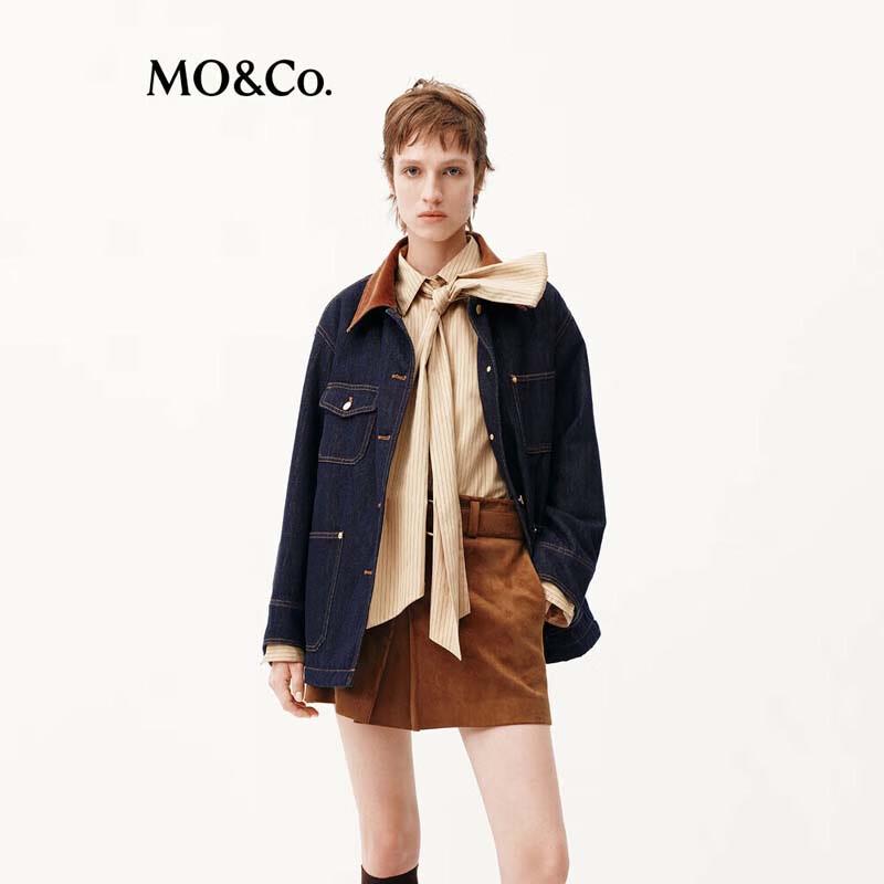 

MO&Co. Women s Wool Collar Padded Denim Jacket XS