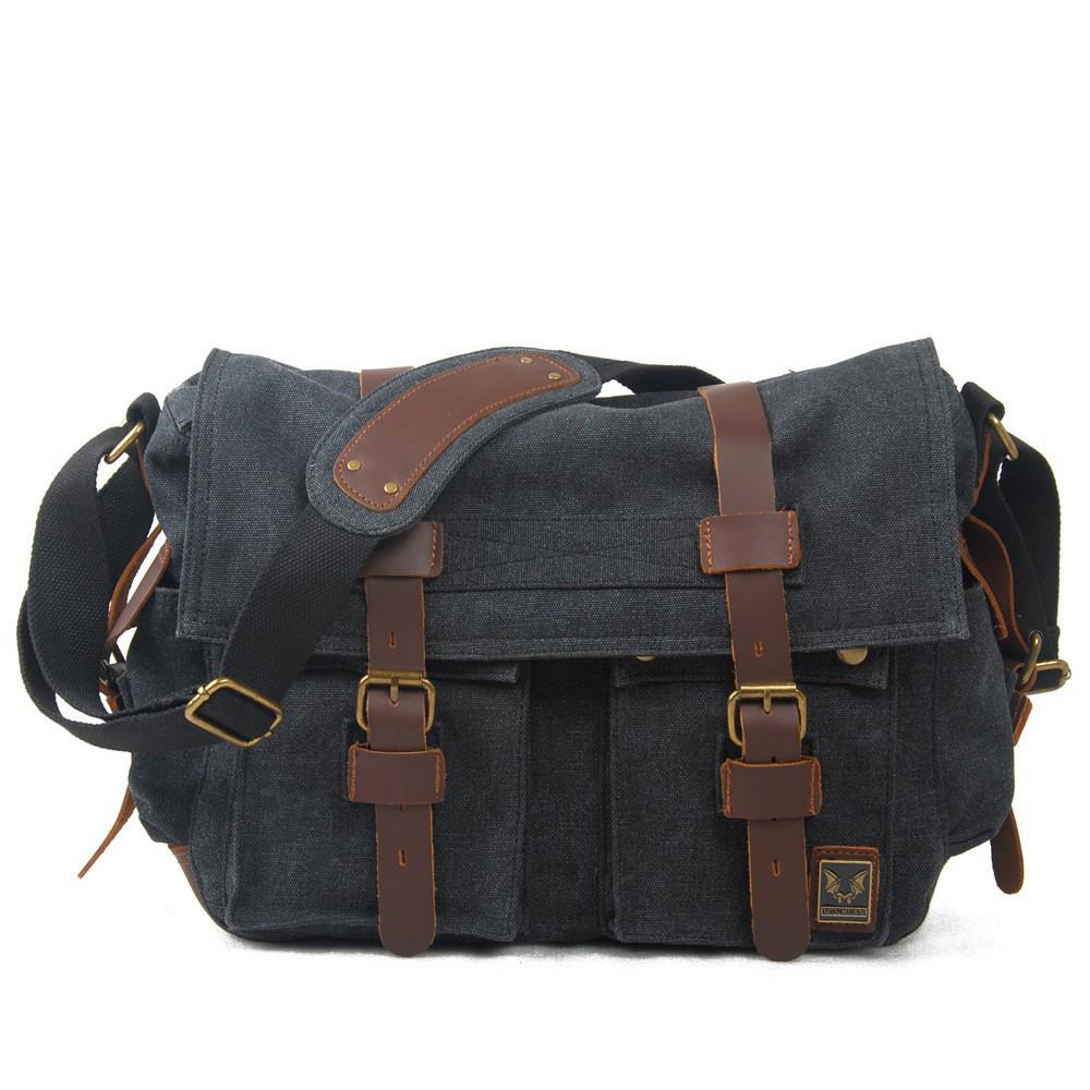 Borsa retrò in tela e pelle bovina per fotocamera DSLR: Custodia Interna Multifunzionale per Uomini e Donne - Fotografia Mirrorless