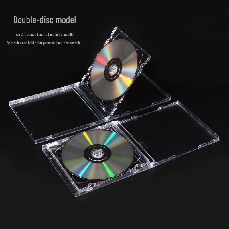Clear Acrylic CD Storage Box for Single/Double Discs with Replaceable Color Pages - Free Shipping