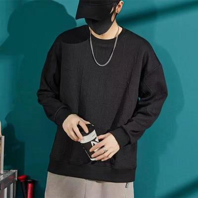 2026 Spring and Autumn New Heavy Men's Sweater Loose Trend Fashion Round Neck Versatile Casual Long-sleeved T-shirt Men