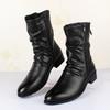 Winter Pointed Toe Mens Mid-calf Boots Increased To Leather Men's Boots Long Tube Mens Winter Boots