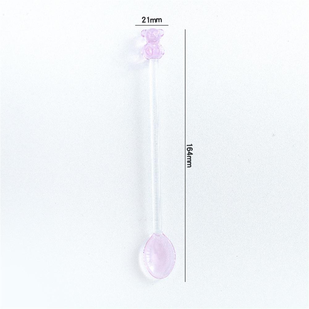 Japanese Style Creative Milk Dessert Teddy Bear Spoon Colorful Transparent Glass Spoon Cute Long Handled Coffee Stirring Spoon