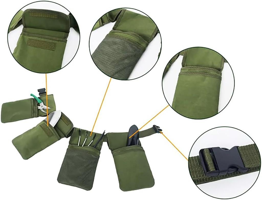 VIEAURA Gardening Apron Waist Pouch for and Multifunctional Garden Tool Storage Tool Tool Waist Long 4 Green Pouch, Bag, Gardening, DIY, Weeding,