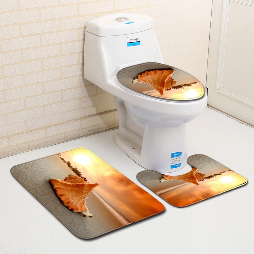 Shell Bathroom Floor Mat Toilet Three-Piece Set