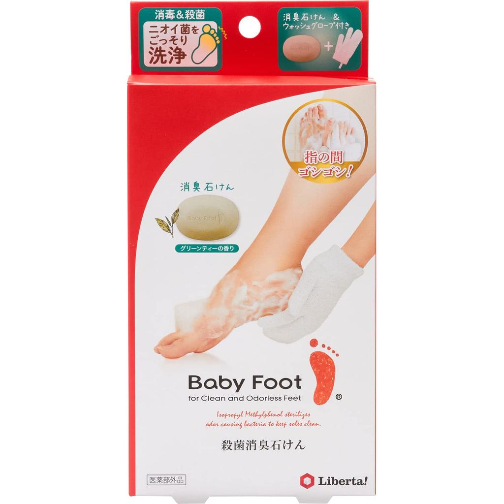 Baby Foot Antibacterial and Deodorizing Soap for Green Tea 70g Wash [Quasi-drug] Foot, Scent, (Includes Gloves)