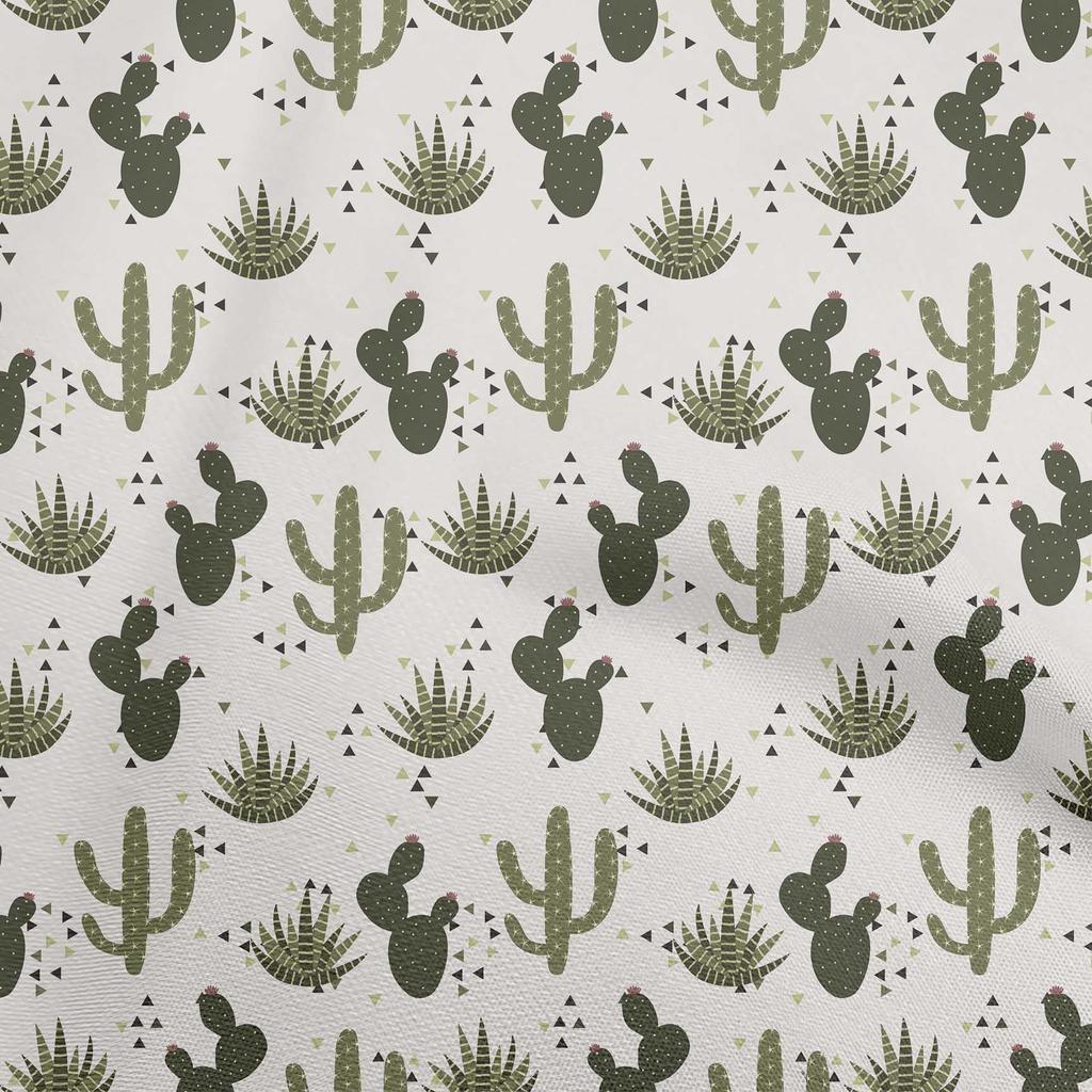 oneOone Georgette Viscose Dark Olive Green Fabric Cactus Sewing Material Print Fabric By The Yard 42 Inch