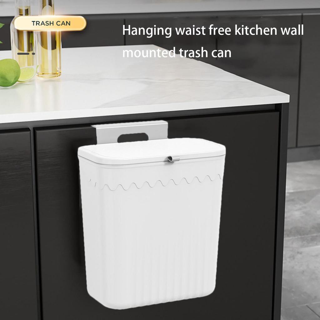 Hanging Trash Can with Lid No Drill Space Saving Kitchen Garbage Bin Under Cabinet/Sink Trash Container, Easy Mount Bathroom