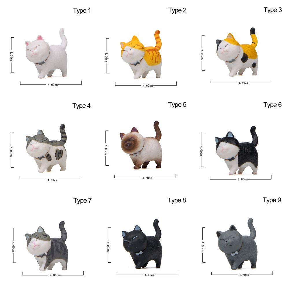 Decor Desktop Ornament Cartoon Cat Figurine Simulation Animal Model With Bowknot Mini Kitten Statue