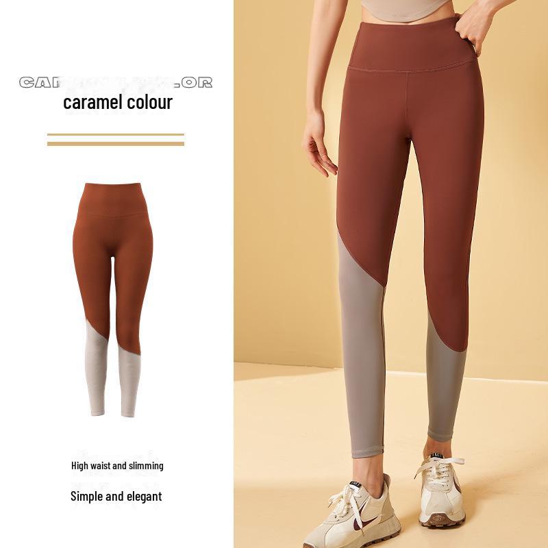 

Штаны для йоги с высокой талией Juyitang: Двухслойная, приподнимающая бедра, спортивная одежда телесного цвета и одежда для ночного бега и фитнеса XL