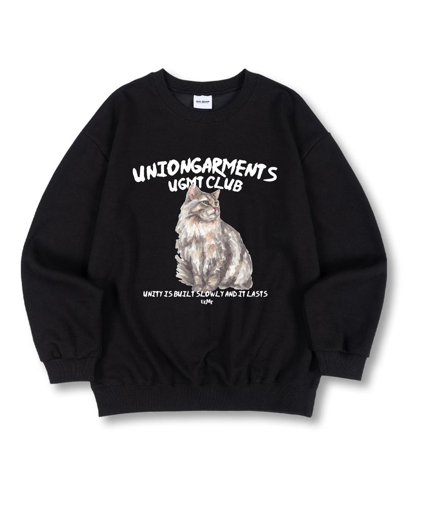 UNION GARMENTS Cat Drawing Premium Double-Sided Oversized Sweatshirt 4 Colors