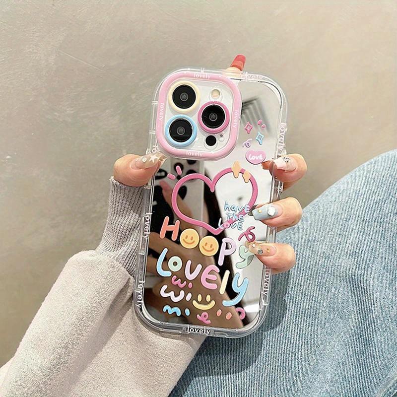 Cute Girl Heart-shaped Mirror Phone Case Suitable for iPhone 17 16 15 14 13 12 11 Pro/Max/Plus Anti Drop and Shockproof