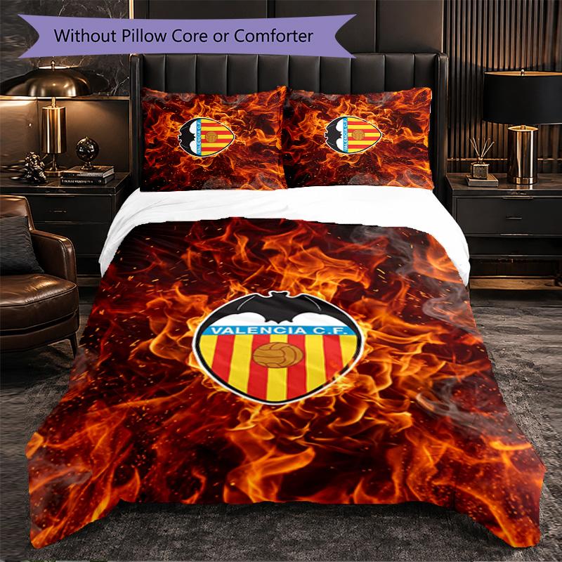Valencia FC Themed Bedding 3Pcs Duvet Cover Set Decorative Bed Linen For Teen Room Home Decoration