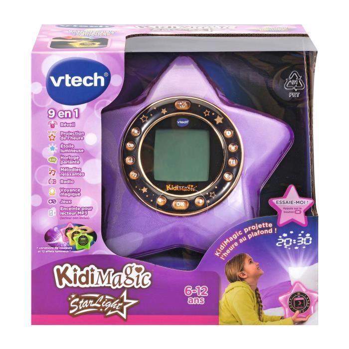 Réveil KidiMagic Starlight Violet - VTECH - 6 À 12 Ans - Projection Animée - 9 En 1
