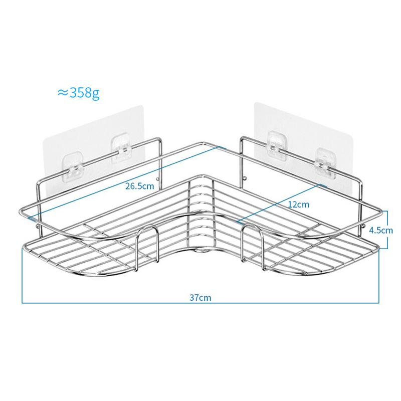 

Треугольный держатель из нержавеющей стали, настенная полка для хранения шампуня, душевая полка, органайзер для кухни и ванной комнаты белый