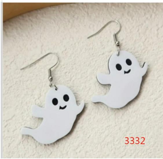 Halloween Flame Demon & Ghost Acrylic Earrings: Skull, Alien, Spaceship, Pumpkin