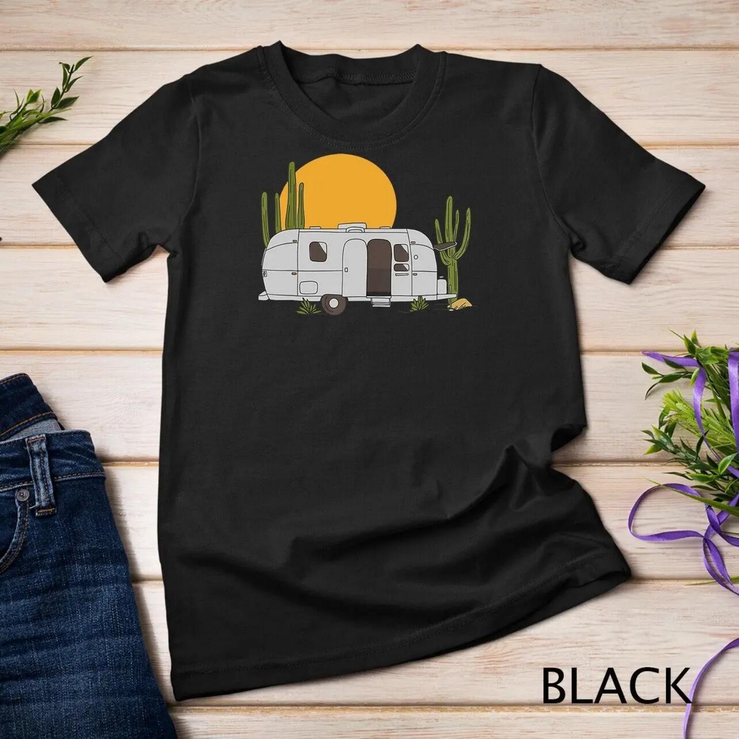 

Vintage Retro Desert Sun Airstream Camping RV T Shirt S