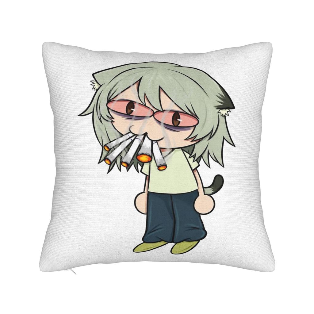 Y-Yanineko Anime Pillowcase Printing Polyester Cushion Cover Decorations Chainsmoker Cats Throw Pillow Case Cover