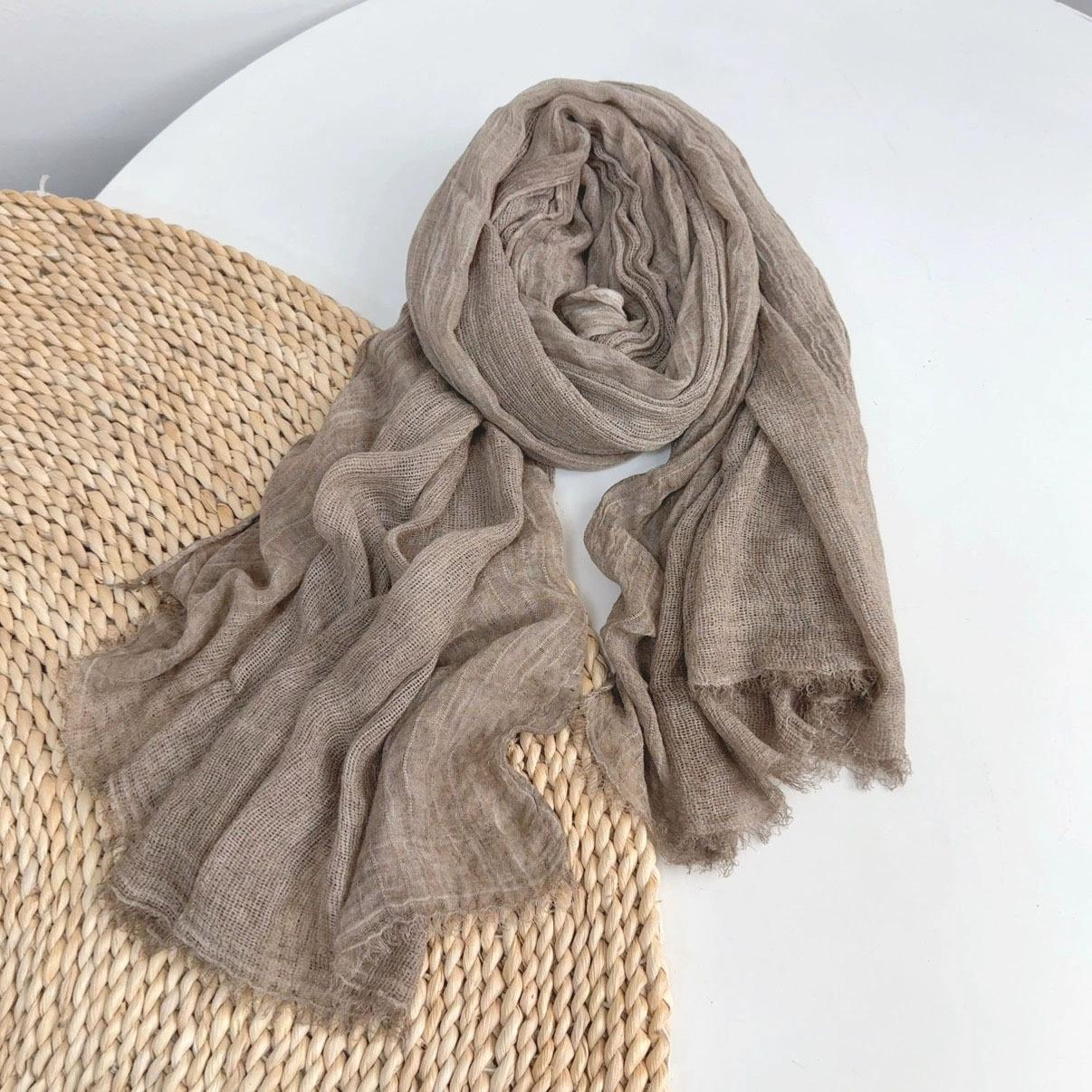 

Retro Solid Color Korean-style Rayon Cotton Scarf Travel Shawl Comfortable Women s Autumn Winter Unisex Long Scarves 80*200cm