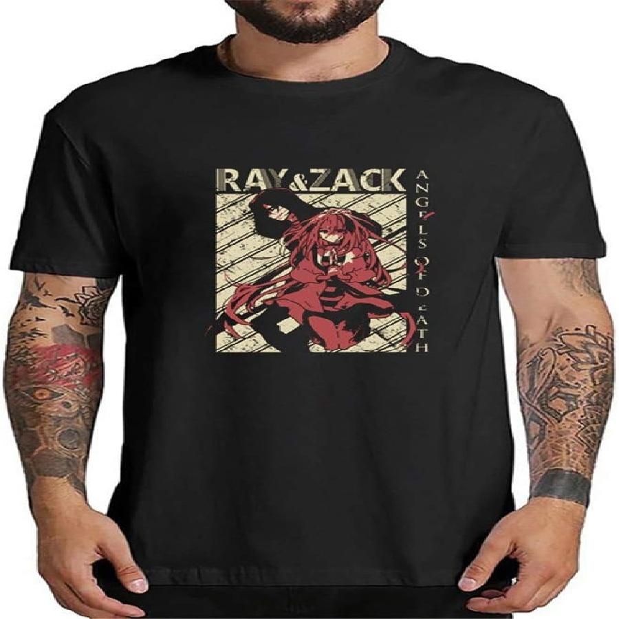 Аниме Ангелы Смерти Рэйзэк Рэйчел Футболка Летняя Хлопковая Повседневная Футболка Мальчики Мужчины Косплей Черный S