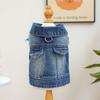 Pet Dog Cat Vest Soft Breathable Cotton Denim Outfit Stylish Retro Casual Wear Small Medium Large Breeds