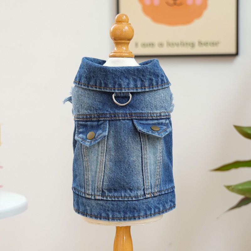 Pet Dog Cat Vest Soft Breathable Cotton Denim Outfit Stylish Retro Casual Wear Small Medium Large Breeds