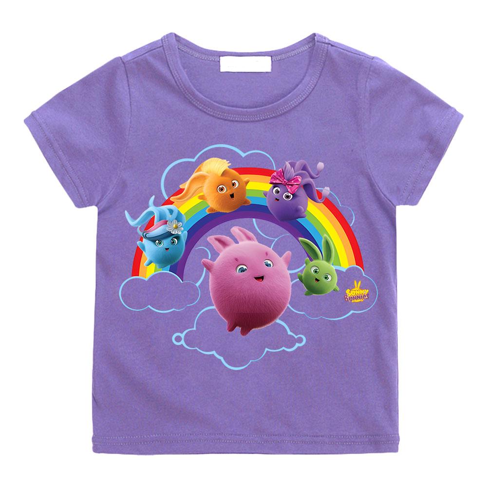 T-shirt per Bambini Sunny Bunnies Stampa Cartone Animato Coniglio Carino T-shirt per Ragazze Estate Divertente T-shirt per Ragazzi Top alla Moda a Maniche Corte