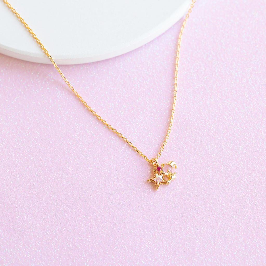 18K Gold Plated Cute Teddy Bear Necklace with Christmas Hat - Trendy Pendant Jewelry