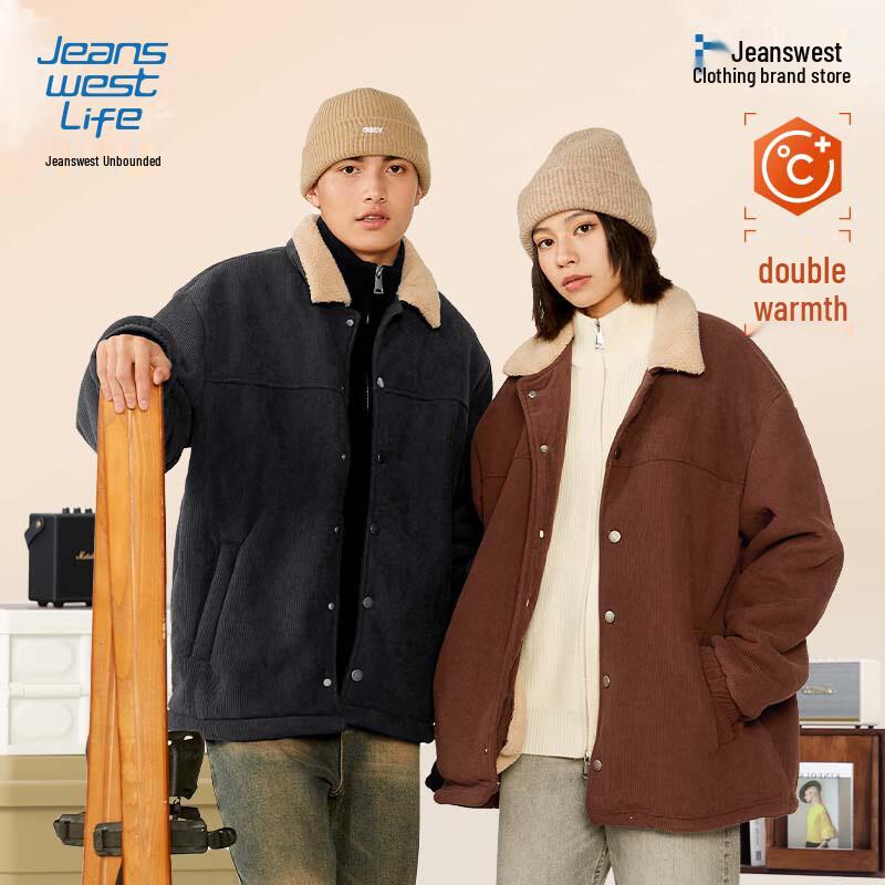 JEANSWEST LIFE Men's Corduroy Fleece Lined Jacket