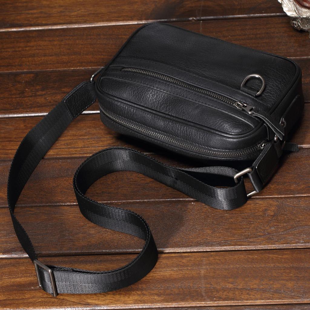 Genuine Leather Crossbody Bag for Men with A High-end Feel, Men's Casual Shoulder Bag, Top Layer Cowhide Horizontal Shoulder Bag, Men's Bag