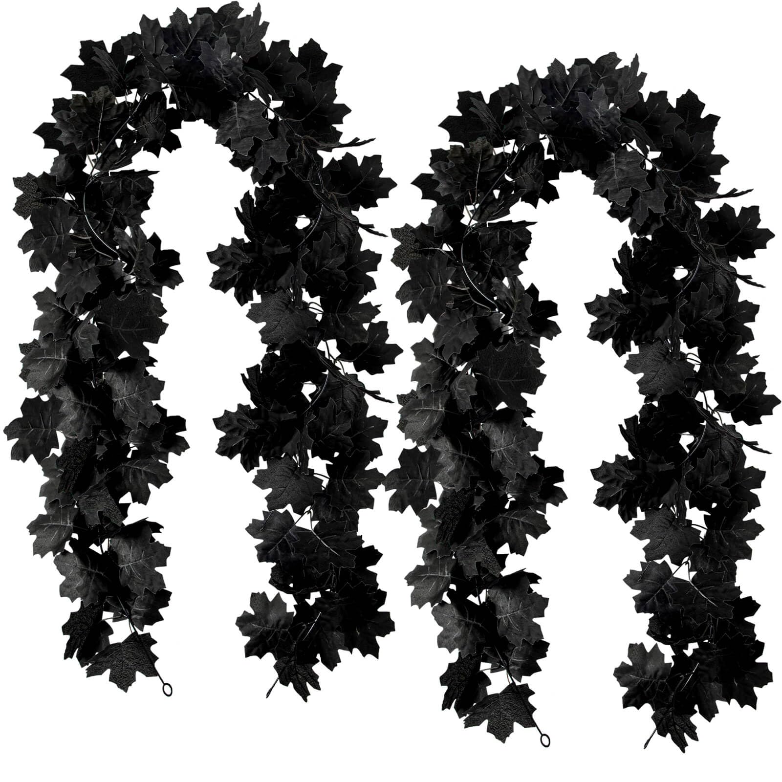 

2-30Pcs Black Maple Leaf Garland Halloween Artificial Hanging Fall Leave Vines Bulk For Halloween Home Party Decor (As shown-23859)-2pcs