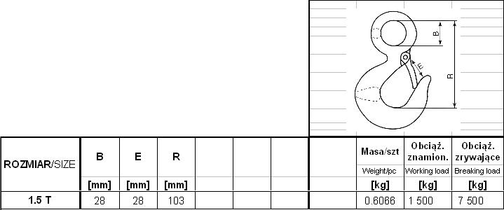 Hook With Eye And Safety 1500Kg Gm-Huz - Hook 1500A