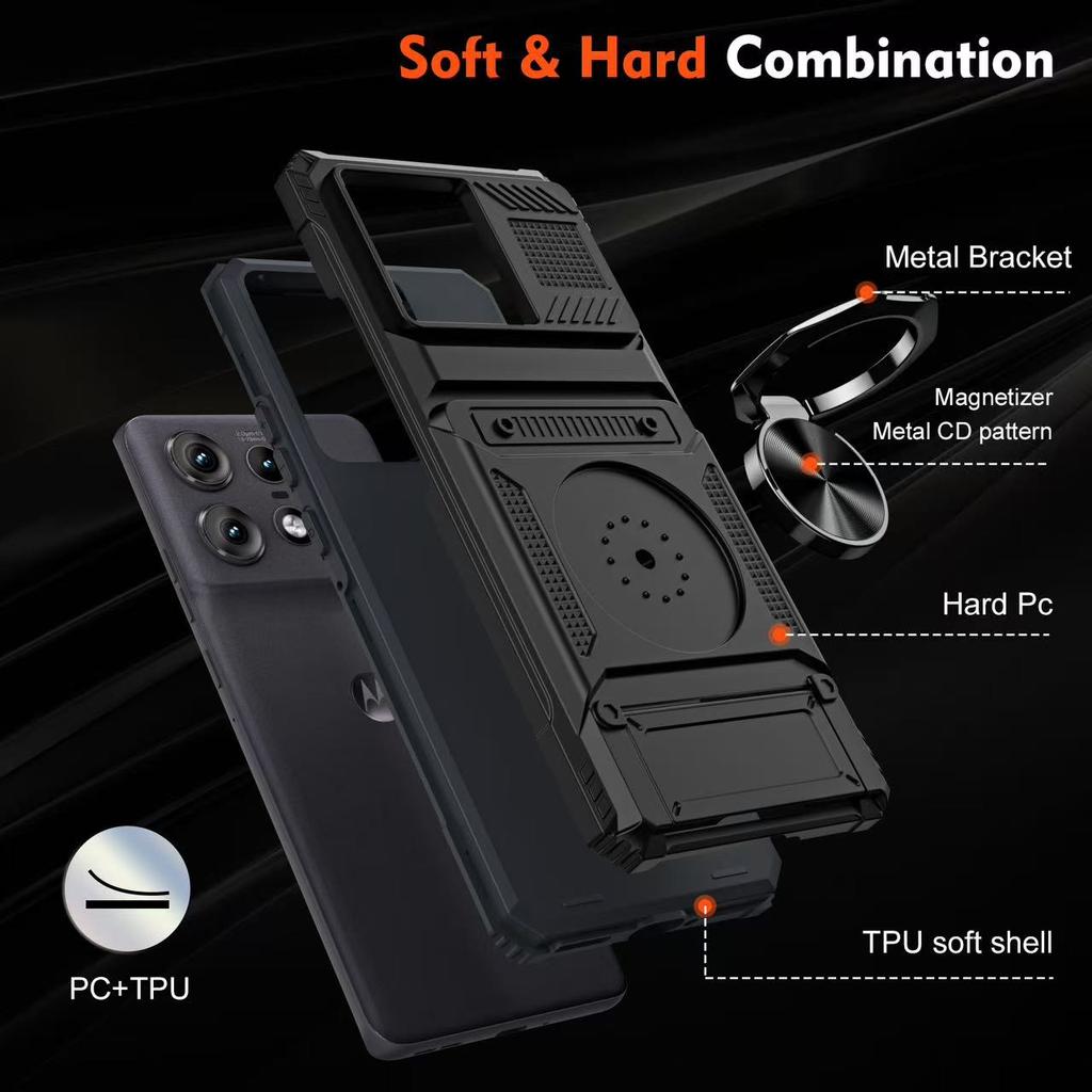 Armor Shockproof Car Magnetic Protective Cover for Motorola Edge 50 60 Fusion Pro Moto G 5G    Rugged Phone Case