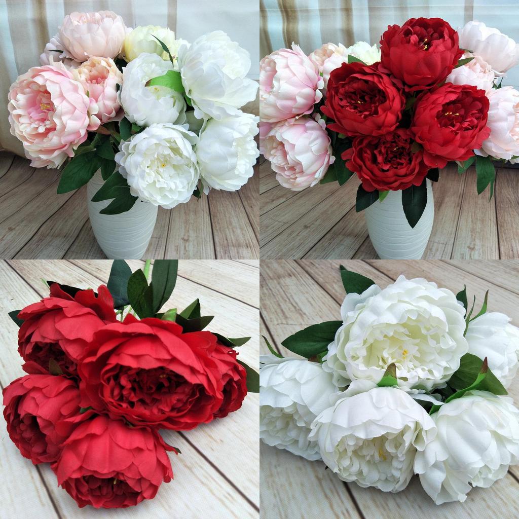 Elegant Fake Peony Bloom Wedding Centerpiece With Realistic Silk Petals For Home And Photography