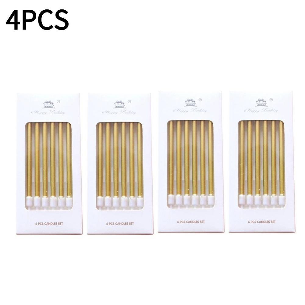 6pcs Metal Gold Silver Birthday Candles DIY Colorful Cake Decoration Baby Shower Gender Reveal Cupcake Decorating Candle Toppers