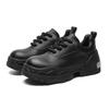 Small leather shoes new autumn niche design muffin casual big head leather shoes thick sole height increase black