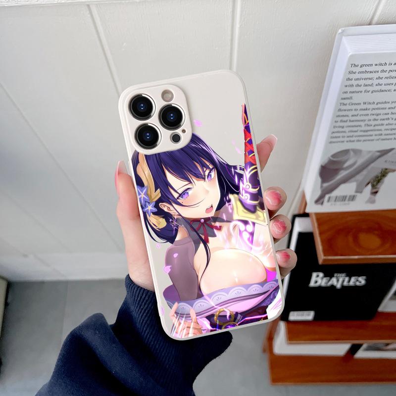Genshin Impact Sexy Girl Original Square Liquid Silicone Phone Case For iPhone 14 11 12 13 Pro Max X XS XR 7 8 Plus DIY Cover
