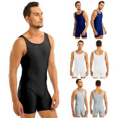 Einteiliger sportlicher Body für Herren, schmale Passform, Gymnastikanzug, dehnbarer Overall, Boxer-Unterhemd