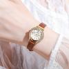 Women Quartz Watch  Bezel Gold Case Pu Leather Strap Perfect For Daily Wear Dating Gifting